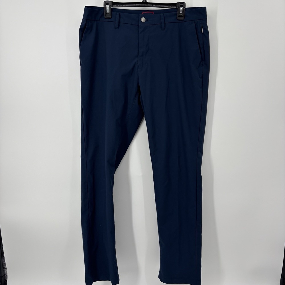 Untuckit Chancellor Pants Men's Size 36x32 Navy Blue Chino Stretch Straight‎ Fit